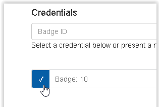 Selected the Credential